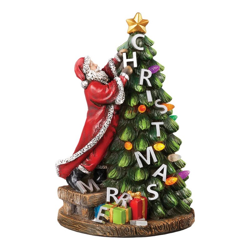 Light Up Santa Claus Decorating Christmas Tree Figure 23cm