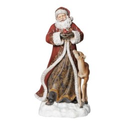 Santa Claus In Black and Gold With Deer Figure 28cm