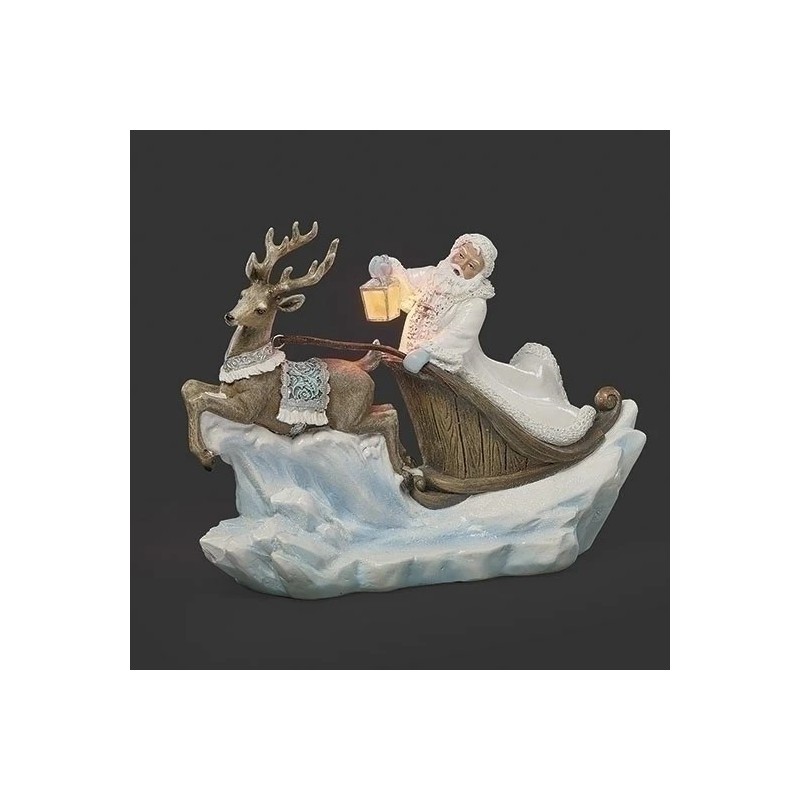 Arctic White Light Up Santa in Sleigh