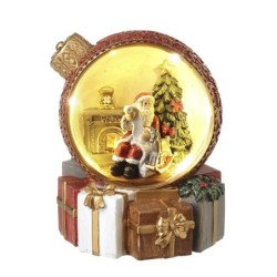 Santa's Cosy Fireside Bauble Scene 16.5cm