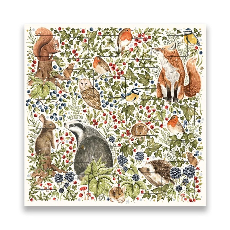 British Countryside Advent Calendar Card Woodland Animals