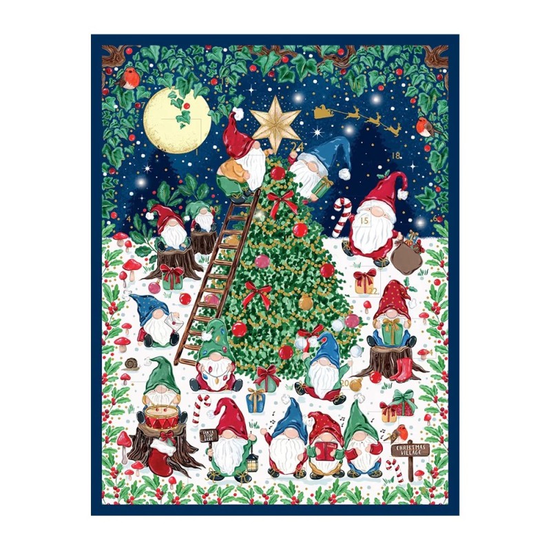 Gnome Christmas Party Advent Calendar 39cm UK Décor