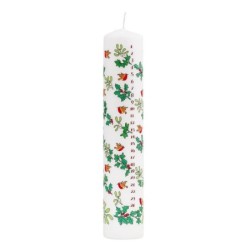 Pillar Advent Candle Holly And Robins Yuletide Countdown