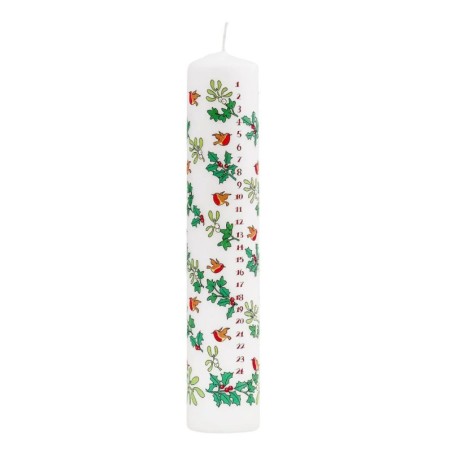 Pillar Advent Candle Holly And Robins Yuletide Countdown