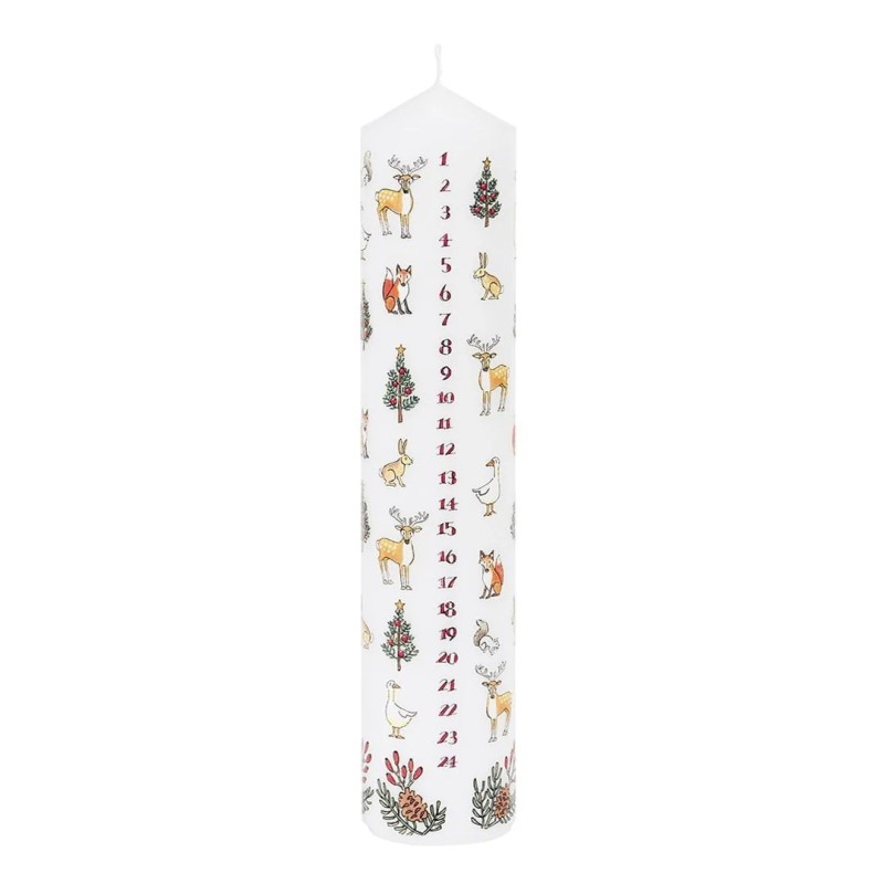 Winter Wildlife Pillar Advent Candle December UK Edition