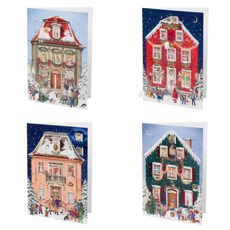 Christmas House Advent Cards Choice of Four Designs With 24 Doors