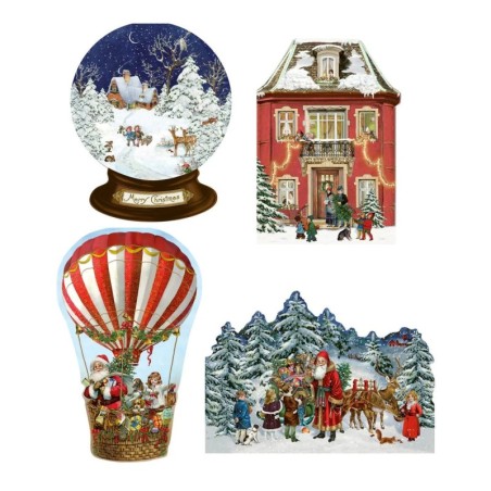 Victorian Advent Christmas Cards Four Designs With 24 Doors