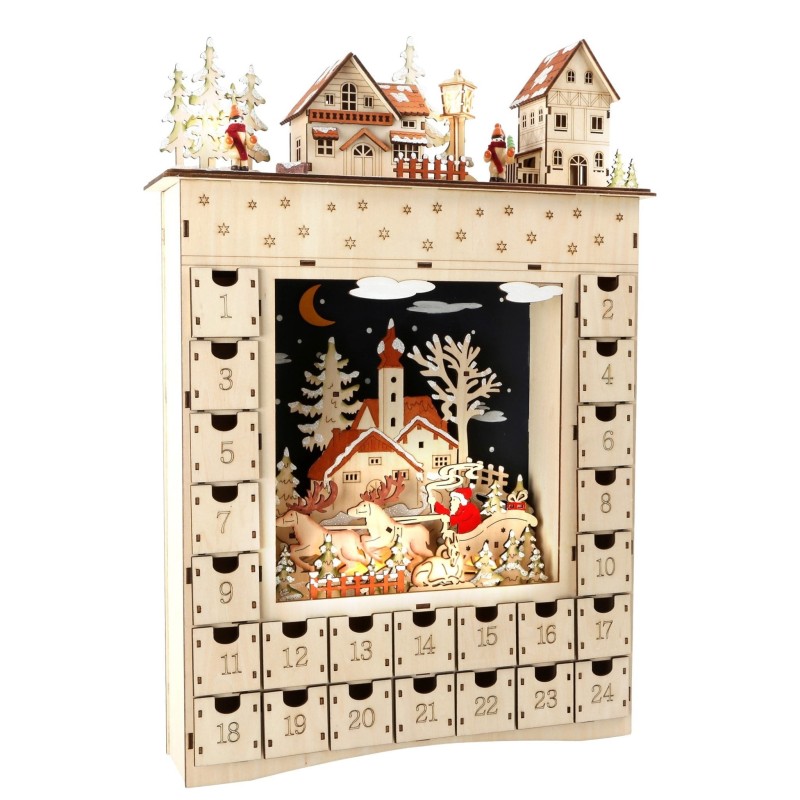 Magical Elven Made Light Up Wooden Advent Calendar 52cm