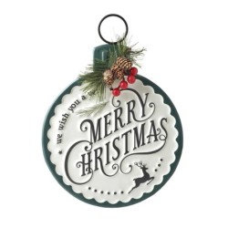 Metal Bauble Wall Plaque We Wish You A Merry Christmas 30cm