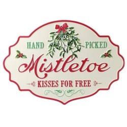Hand Picked Mistletoe Christmas Sign Metal 35cm UK Décor