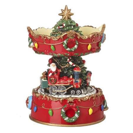 Deluxe Musical Santa Train Carousel 16cm Christmas Display