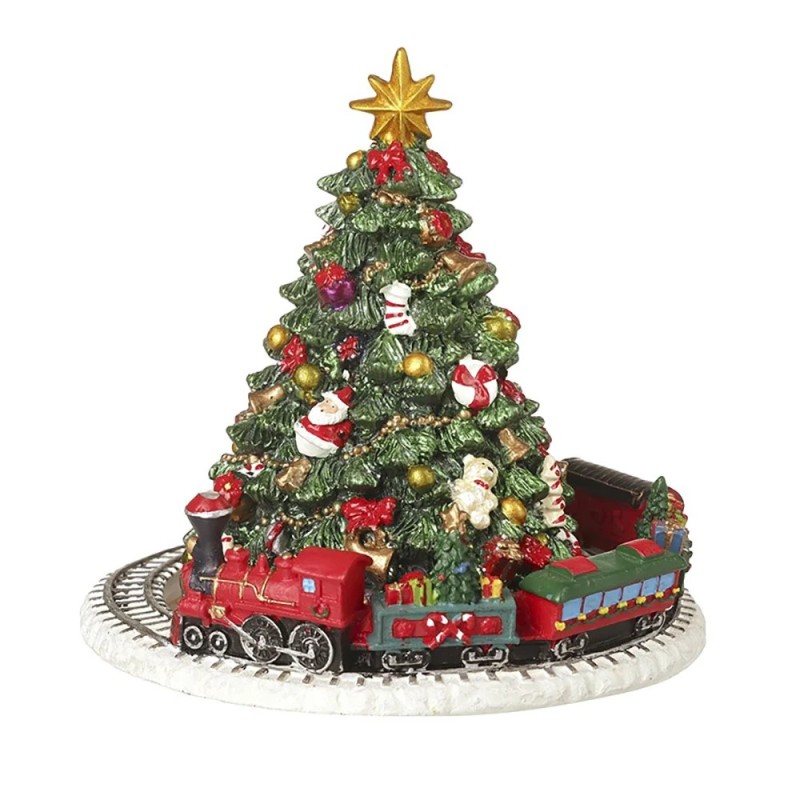 Santa Christmas Tree Express 16cm Wind Up Ornament UK