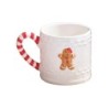 Ceramic Embossed Gingerbread Mug With Candy Cane Handle UK