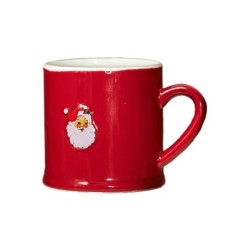 Red Stoneware Santa Mug With Vintage Face For UK Christmas