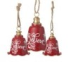 Three Red Believe Bells Set 20cm Christmas Decor UK Gift