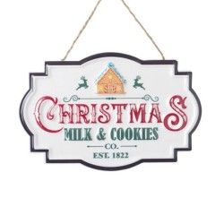 Christmas Milk and Cookies Tin Sign 13cm UK Display