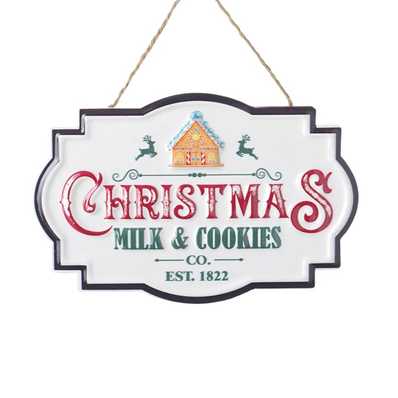 Christmas Milk and Cookies Tin Sign 13cm UK Display