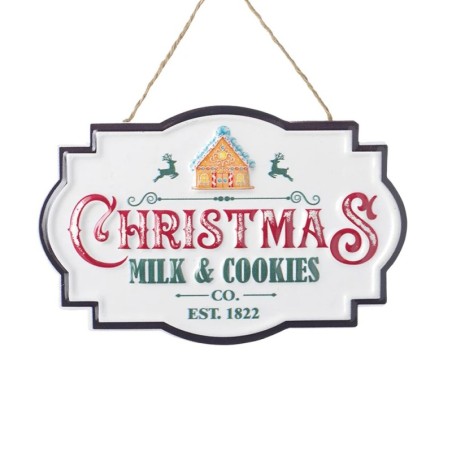 Christmas Milk and Cookies Tin Sign 13cm UK Display