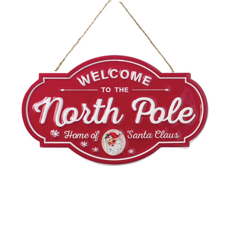 Welcome To The North Pole Tin Sign 18cm Christmas Decor UK