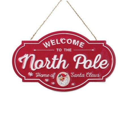 Welcome To The North Pole Tin Sign 18cm Christmas Decor UK
