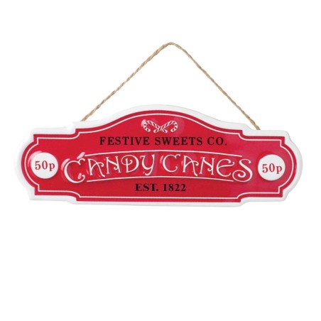 Candy Cane Tin Sign Embossed Festive Sweets Co UK Vintage