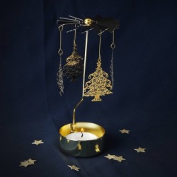 Gold Christmas Tree Tealight Spinner Ornament UK Home