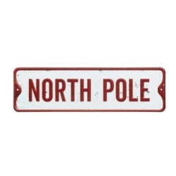 North Pole Tin Sign 28cm Vintage Christmas UK Wall Décor