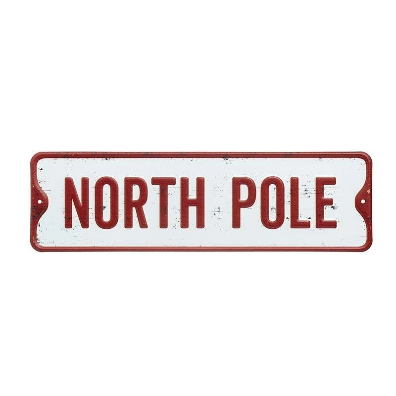 North Pole Tin Sign 28cm Vintage Christmas UK Wall Décor
