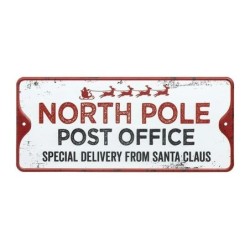 North Pole Post Office Tin Sign 28cm Vintage Christmas Décor