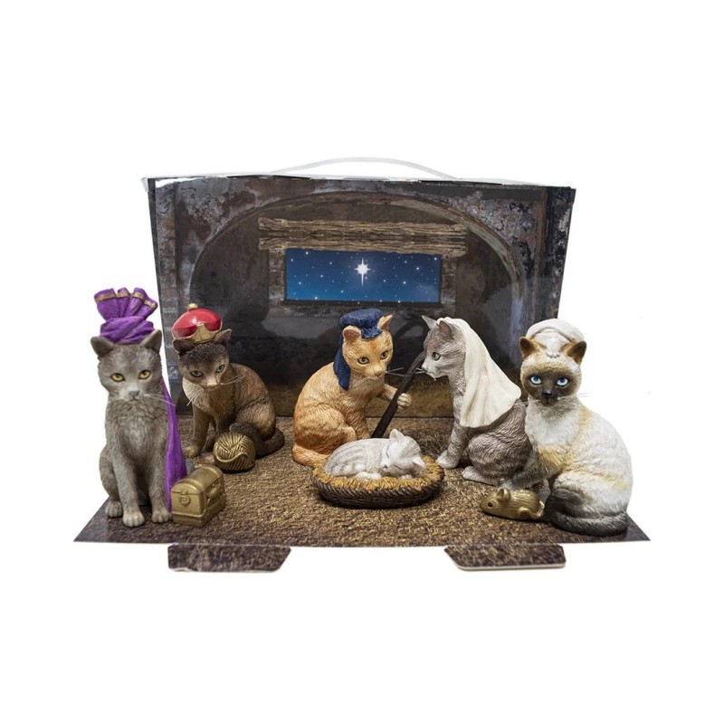 Cat Christmas Nativity Scene Kitten In Manger For UK Homes