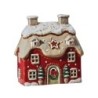 Red Stoneware Cottage Christmas Tea Light Holder UK Gift
