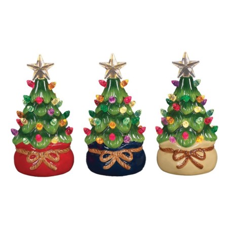 Choice of 3 Lit Up Retro Green Ceramic Christmas Trees UK 12.5cm