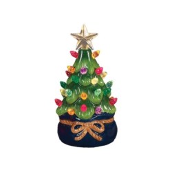 Choice of 3 Lit Up Retro Green Ceramic Christmas Trees UK 12.5cm