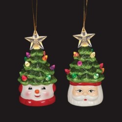 Retro Ceramic Christmas Trees Santa Snowman Light Up 12cm UK