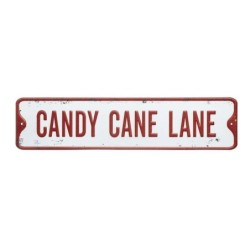 Candy Cane Lane Tin Sign 35cm Festive Wall Decor UK