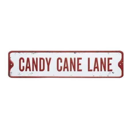 Candy Cane Lane Tin Sign 35cm Festive Wall Decor UK