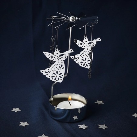 Elegant Silver Christmas Angel Tealight Spinner UK