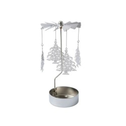Elegant Silver Christmas Tree Tealight Spinner UK Décor