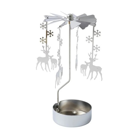 Silver Reindeer Tealight Spinner Candle Holder Home Décor