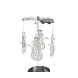 Silver Snowman Tealight Spinner for Cosy Home Décor