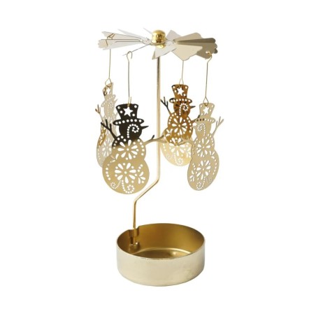 Elegant Gold Snowman Tealight Spinner Tabletop Decor UK Gift