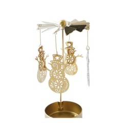 Elegant Gold Snowman Tealight Spinner Tabletop Decor UK Gift