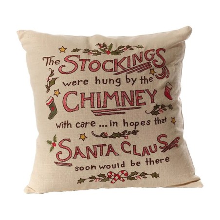 UK Stockings Hung by the Chimney Cushion Embroidered 45x45cm