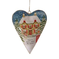 There's Snow Place Like Home Large 38cm Heart-Shaped Metal Hanging Decoration