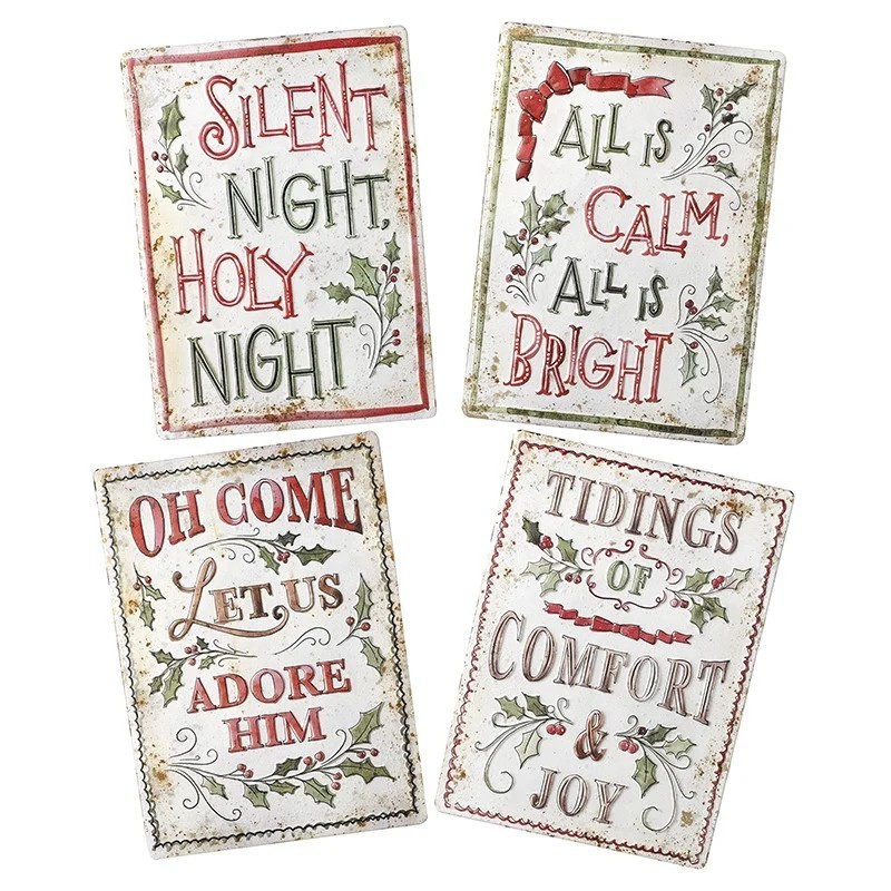 Vintage Style Christmas Wall Plaques Four Designs UK