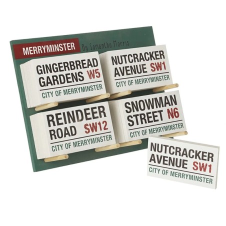 Merrryminster Mini Christmas Street Signs With Glitter