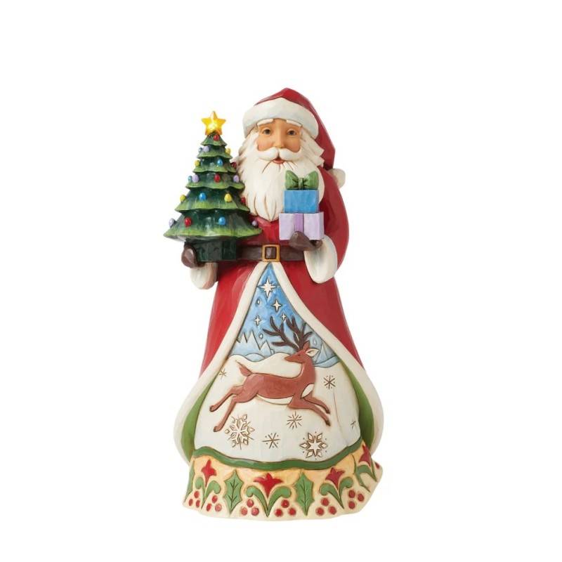 Jim Shore Santa Figurine with LED Vintage Tree