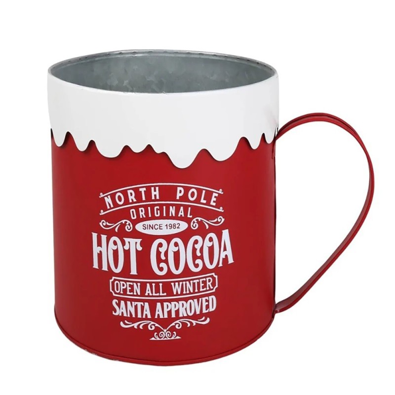 Giant Metal Hot Cocoa Mug Pot 28cm for Festive Display