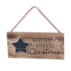 Walks Until Christmas Wooden Countdown Sign Dog Lovers