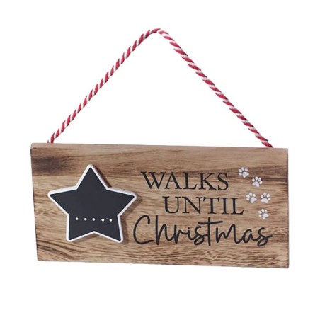 Walks Until Christmas Wooden Countdown Sign Dog Lovers